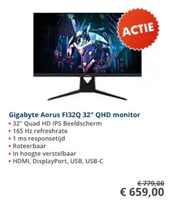 Informatique Gigabyte Aorus FI32Q 32" QHD Monitor aanbieding