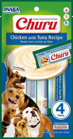 Pets Place Inaba Churu Dog Chicken With Tuna Recipe - Hondensnacks - 4 x 14 g aanbieding