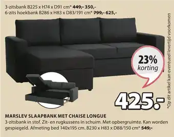 Jysk MARSLEV SLAAPBANK MET CHAISE LONGUE aanbieding