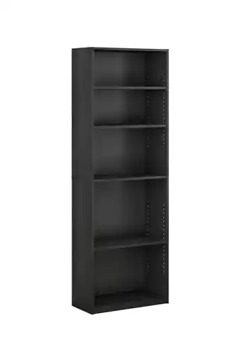 Amazon Furinno JAYA eenvoudige boekenkast, hout, zwart, 24,13 x 24,13 x 180,85 cm aanbieding