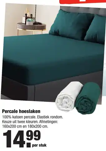 ALDI Percale hoeslaken 160*200cm en 180*200cm aanbieding