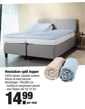 ALDI Hoeslaken split topper 180*200cm aanbieding