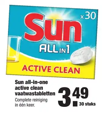 ALDI Sun All-in one Active Clean vaatwastabs 30 tabs aanbieding