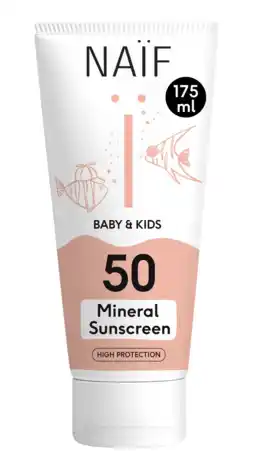 De Online Drogist Naif Care Baby&Kids Minerale Zonnebrandcrème SPF50 175ML aanbieding