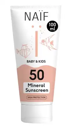 De Online Drogist Naif Care Baby&Kids Minerale Zonnebrandcrème SPF50 100ML aanbieding