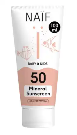 De Online Drogist Naif Care Baby&Kids Minerale Zonnebrandcrème SPF50 100ML aanbieding
