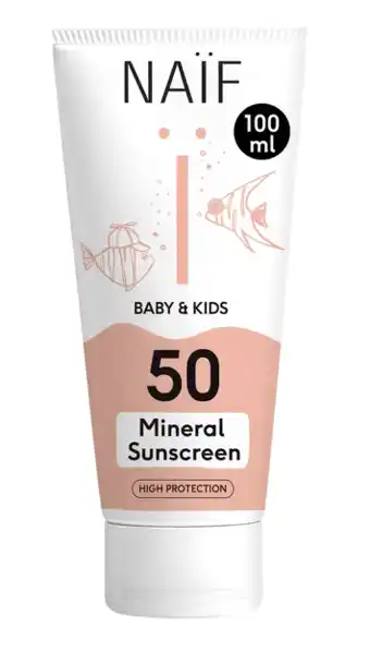 De Online Drogist Naif Care Baby&Kids Minerale Zonnebrandcrème SPF50 100ML aanbieding