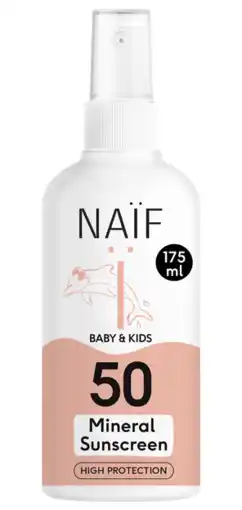 De Online Drogist Naif Care Baby&Kids Minerale Zonnebrand Spray SPF50 175ML aanbieding