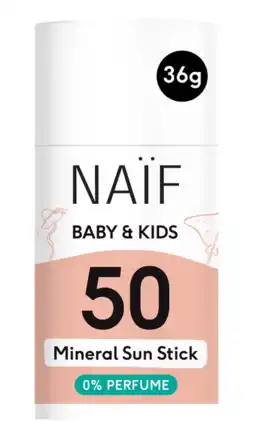 De Online Drogist Naif Baby & Kids SPF50 Mineral Sun Stick 36GR aanbieding