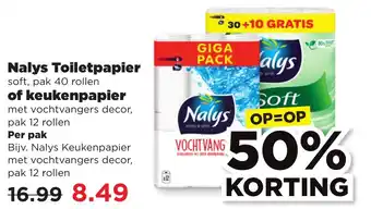 PLUS Nalys Toiletpapier of keukenpapier aanbieding