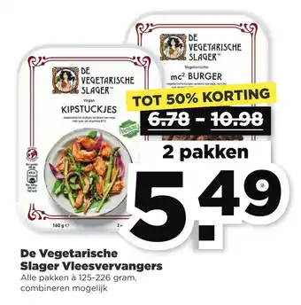 PLUS De Vegetarische Slager Vleesvervangers aanbieding