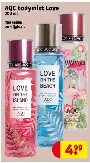 Kruidvat AQC bodymist Love 200 ml aanbieding