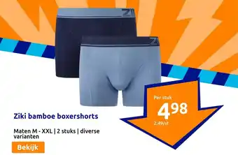 Action Ziki bamboe boxershorts per stuk aanbieding