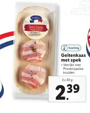 Lidl Geitenkaas met spek aanbieding