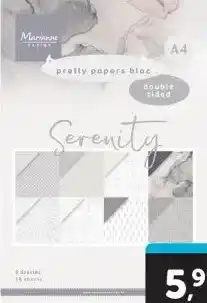 Boekenvoordeel Paperpad Serenity 8 dessins, 8 uni kleuren, dubbelzijdig bedrukt. aanbieding