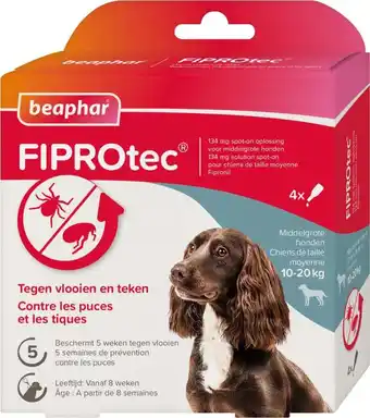Intratuin Beaphar teken- en vlooiendruppels Fiprotec hond 10-20 kg 4 stuks aanbieding