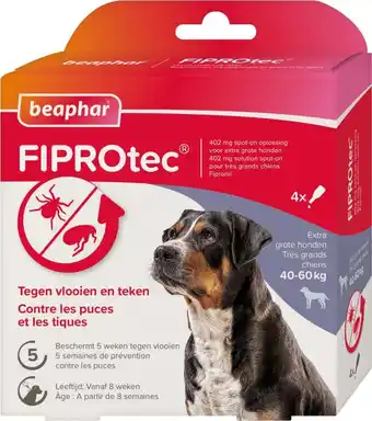 Intratuin Beaphar teken- en vlooiendruppels Fiprotec hond 40-60 kg 4 stuks aanbieding