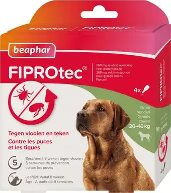 Intratuin Beaphar vlooiendruppels Fiprotec hond 20-40 kg 4 stuks aanbieding