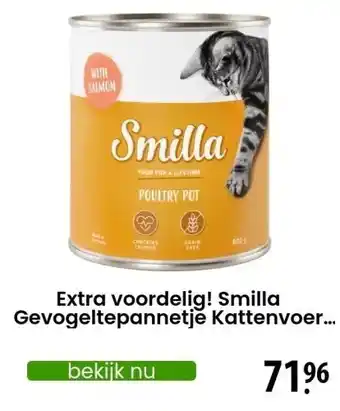 Zooplus Extra voordelig! Smilla Gevogeltepannetje Kattenvoer 24 x 800 g - Zacht Gevogelte met Zalm (24 x 800 g) aanbieding