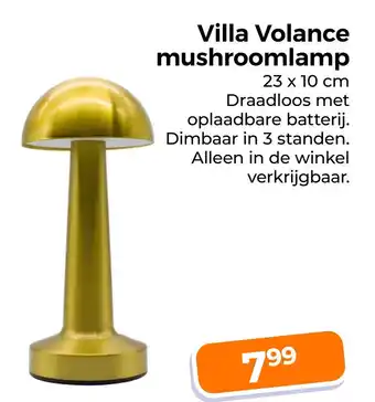 Trekpleister Villa Volance mushroomlamp aanbieding