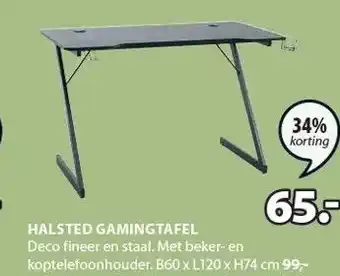 Jysk HALSTED GAMINGTAFEL aanbieding