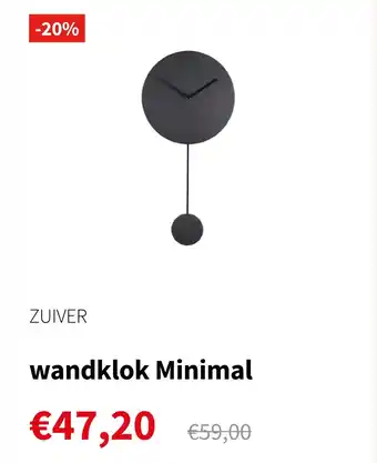 Nijhof ZUIVER wandklok Minimal aanbieding