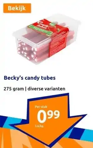 Action Becky's candy tubes aanbieding