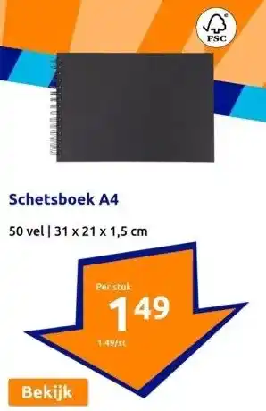 Action Schetsboek A4 aanbieding