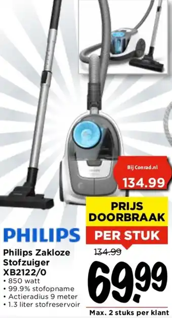 Vomar Voordeelmarkt Philips Zakloze Stofzuiger XB2122/0 aanbieding