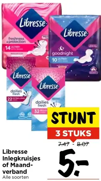 Vomar Voordeelmarkt Libresse Inlegkruisjes of Maandverband aanbieding