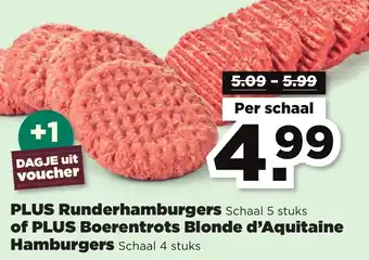 PLUS Runderhamburgers of Boerentrots Blonde d'Aquitaine Hamburgers aanbieding