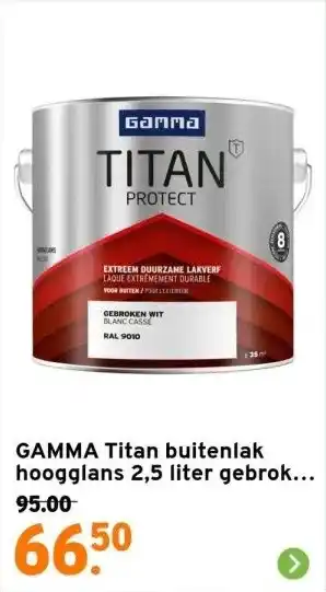 GAMMA GAMMA Titan buitenlak hoogglans 2,5 liter gebroken wit aanbieding