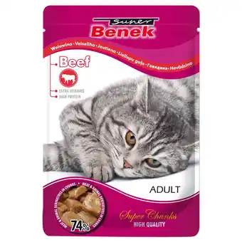 Zooplus 48x 100g Super Benek Super Chunks Rund in Saus Katten Natvoer aanbieding