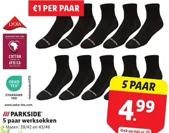 Lidl PARKSIDE 5 paar werksokken aanbieding