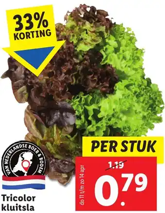 Lidl Tricolor kluitsla aanbieding