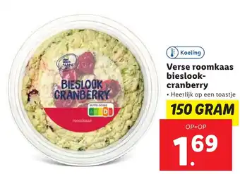 Lidl Verse roomkaas bieslook cranberry 150g aanbieding