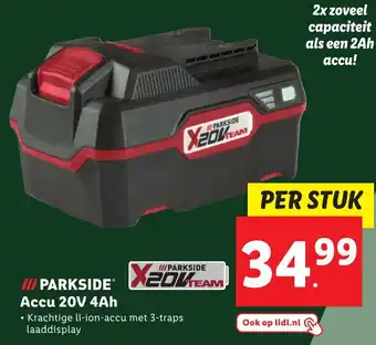 Lidl PARKSIDE Accu 20V 4Ah aanbieding