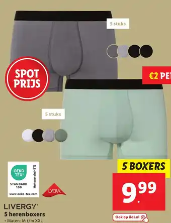 Lidl LIVERGY 5 herenboxers aanbieding