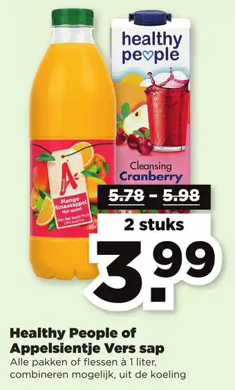 PLUS Healthy People of Appelsientje Vers sap aanbieding