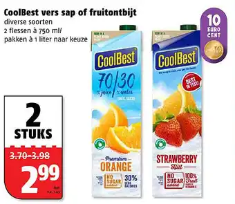 Poiesz CoolBest vers sap of fruitontbijt 750ml aanbieding