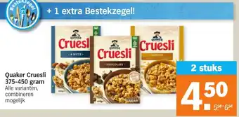 Albert Heijn Quaker Cruesli 2*375-450g aanbieding