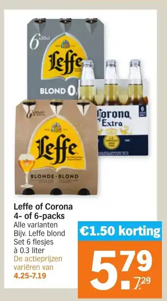 Albert Heijn Leffe of Corona 4-/6-packs aanbieding