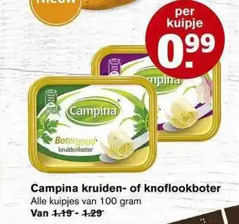 Hoogvliet Campina kruiden- of knoflookboter aanbieding