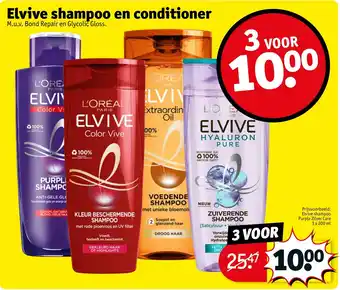 Kruidvat Elvive Shampoo en Conditioner 3 x 200mL aanbieding