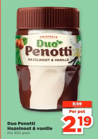 PLUS Duo Penotti Hazelnoot & vanille aanbieding