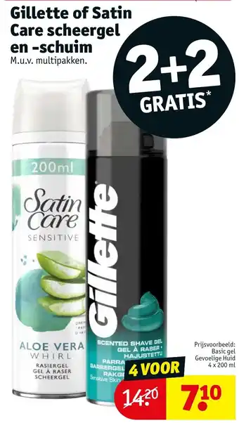 Kruidvat Gillette of Satin Care scheergel en -schuim aanbieding