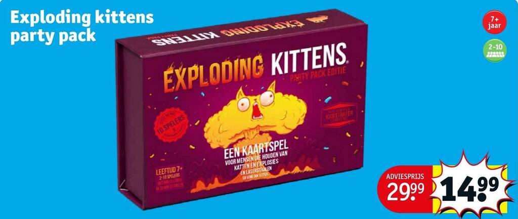 Exploding kittens party pack aanbieding bij Kruidvat