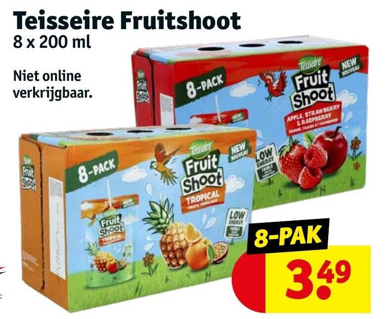 Teisseire Fruitshoot 8x200ml aanbieding bij Kruidvat