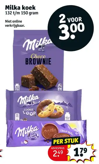 Kruidvat Milka koek  150 gram aanbieding