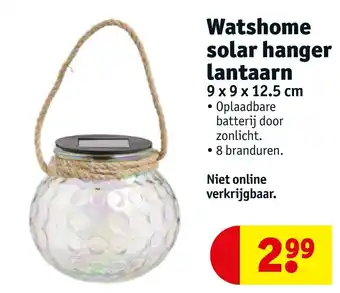 Kruidvat Watshome solar hanger lantaarn 9x9x12,5 cm aanbieding